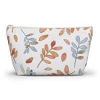 Watercolor Tossed Leaves Accessory Pouch w T-bottom in Orange